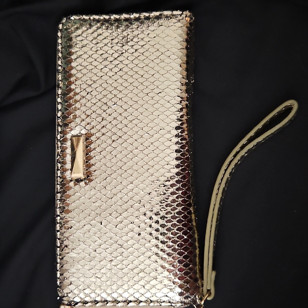INC Gold Zip-Around Wallet